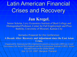 Latin American Financial Crises and Recovery
