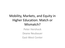 Mobility, Markets, and Equity in Higher Education: Match