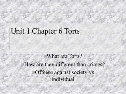 Unit 1 Chapter 6 Torts - Corsica Schools Homepage