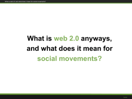 What does web 2.0 mean for social change and for the CCPA?