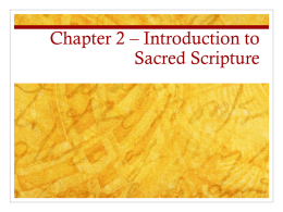 Chapter 2 – Introduction to Sacred Scripture