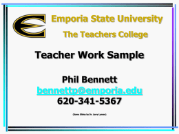 Teacher Work Sample at - Emporia State University