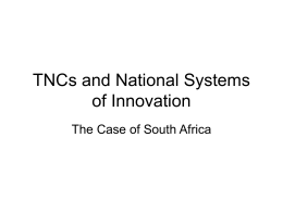 TNCs and National Systems of Innovation