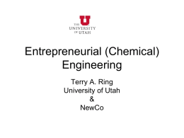 Entrepreneurial (Chemical) Engineering