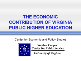 STUDY OF THE ECONOMIC IMPACT OF VIRGINIA HIGHER EDUCATION