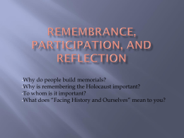 Remembrance, participation, and reflection