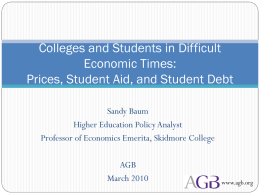Colleges and Students in Difficult Economic Times: Prices