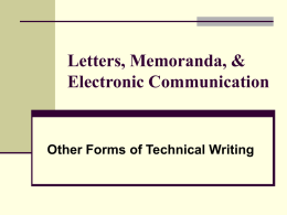 Letters, Memoranda, and Electronic Communication