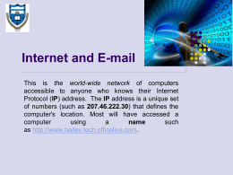 Internet and E-mail - Hailey College of Commerce