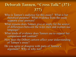 Deborah Tannen, “Cross Talk” (371-377)