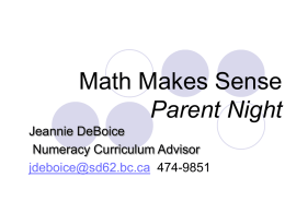 Math Makes Sense - Sooke Schools Curriculum Team
