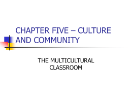 CHAPTER FIVE – CULTURE AND COMMUNITY