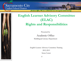 ELAC Training - Sacramento City Unified School District