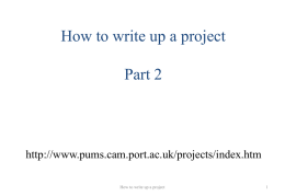 How to write up a project