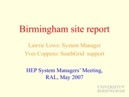 Birmingham site report