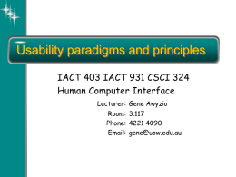 Usability - University of Wollongong