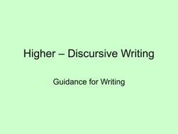 Higher – Discursive Writing