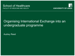 Organising International Exchange into an undergraduate