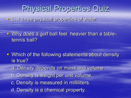 Physical Properties Quiz