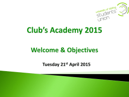 Club’s Academy 2010 - Planning your year