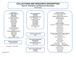 COLLECTIONS AND RESOURCE DESCRIPTION