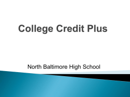 College Credit Plus - North Baltimore Local Schools :: Home