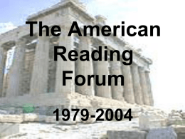 1979 - American Reading Forum