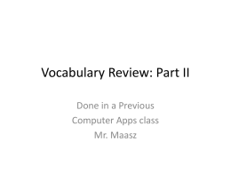 Vocabulary Review: Part II