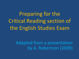 Preparing students for the Critical Reading section of the