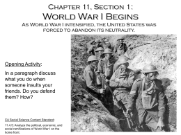 Chapter 11, Section 1: World War I Begins