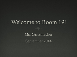 Welcome to Room 19! - School District of Whitefish Bay
