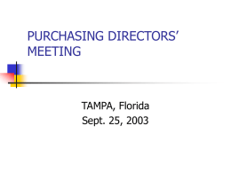 PURCHASING DIRECTORS MEETING TAMPA, SEPT. 25, 2003