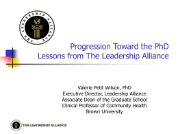 Measuring Progression Toward the PhD – Lessons from the
