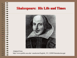 Shakespeare PowerPoint - Colonel By Secondary School