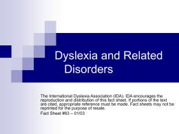 Dyslexia and Related Disorders