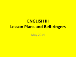 ENGLISH III Lesson Plans and Bell