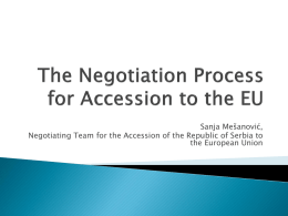 Priprema za pregovore o članstvu sa EU – iskustva Srbije