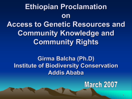Ethiopian Proclamation on Access to Genetic Resources and