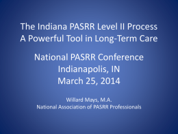 Indiana’s PASARR Program - National Association of PASRR