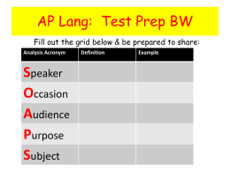 AP Lang: Test Prep BW - Tomhave ELA 9 & AP Language