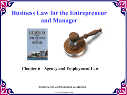 Business Law for the Entrepreneur and Manager