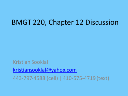 BMGT 220, Chapter 6 Discussion