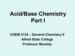 Acid Base Chemistry-Part I