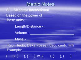 Metric Notes - Seneca High School Homepage