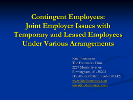 Contingent Employees: Joint Employer Issues with Temporary