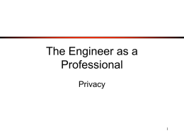 The Engineer as a Professional