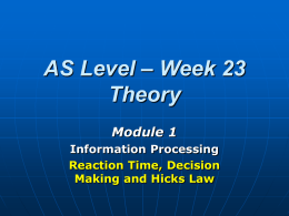 AS Level - Week 3 Theory
