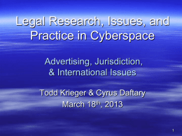 Legal Research, Issues and Practice in Cyberspace