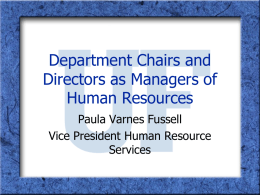 Department Chairs and Directors as Human Resource Managers