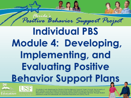 Individual PBS Module 4: Developing, Implementing, and